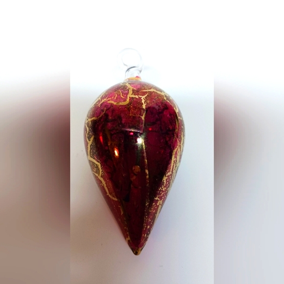 BLOWN GLASS Ornament with Gold Applique - Picture 1 of 4